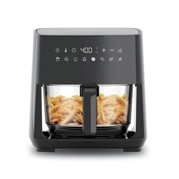 Air Fryer 5L Digital - Multifunktionale 5L Digitale Heißluftfritteuse mit Glasschüssel,