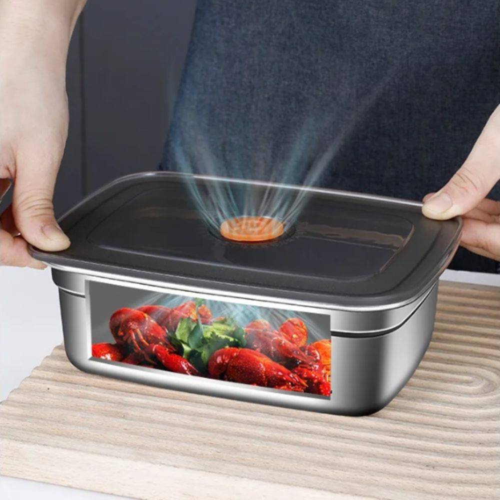 Kitchen Appliances Refrigerators - Tragbare Edelstahl-Aufbewahrungsbox Auslaufsicher Kühlschrank-Gefrierschrank-Aufbewahrung Küchenzubehör