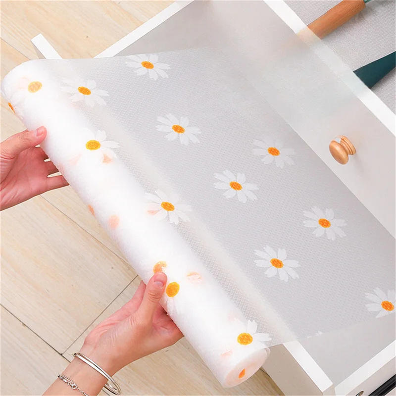 Kitchen Appliances Refrigerators - 1 Rolle Daisy-Regaleinlage für Küchenschränke, wasserdichte